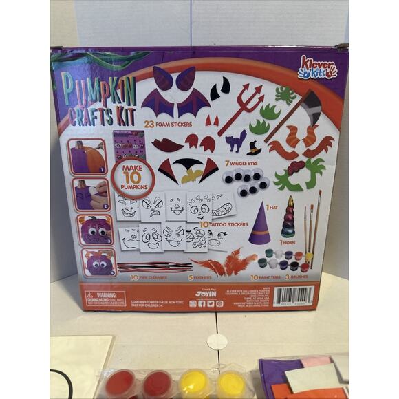 NEW Opened Box, Klever kits Halloween 10 Pumpkin Decorating Crafts Kit! - Picture 4 of 4